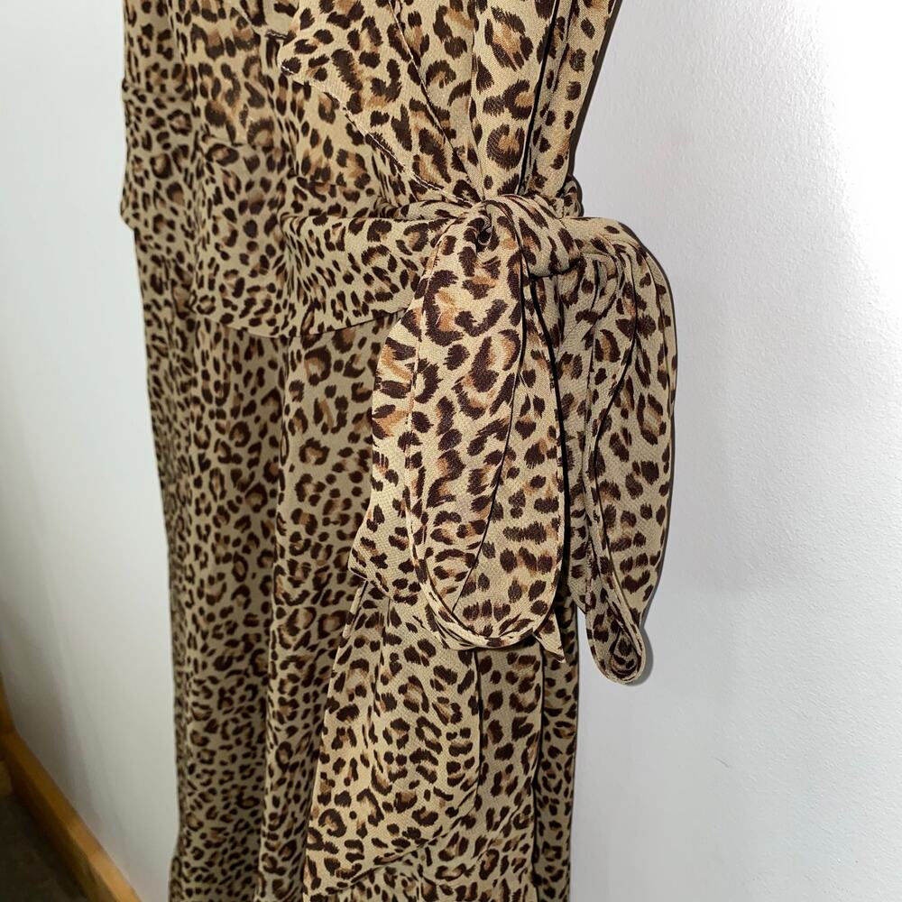 Liz Claiborne Cheetah Print Short Sleeve Dress, 6, Ruffle Accents, Maxi Length - Picture 6 of 11